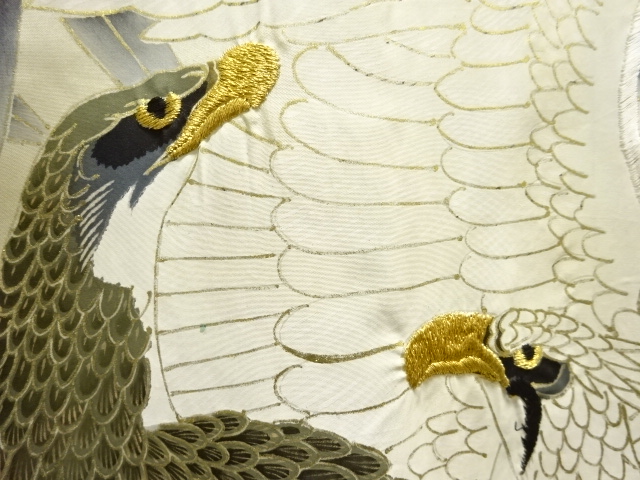 JAPANESE KIMONO / ANTIQUE BOYS MON-TSUKI KIMONO / EAGLE / PINE-BAMBOO